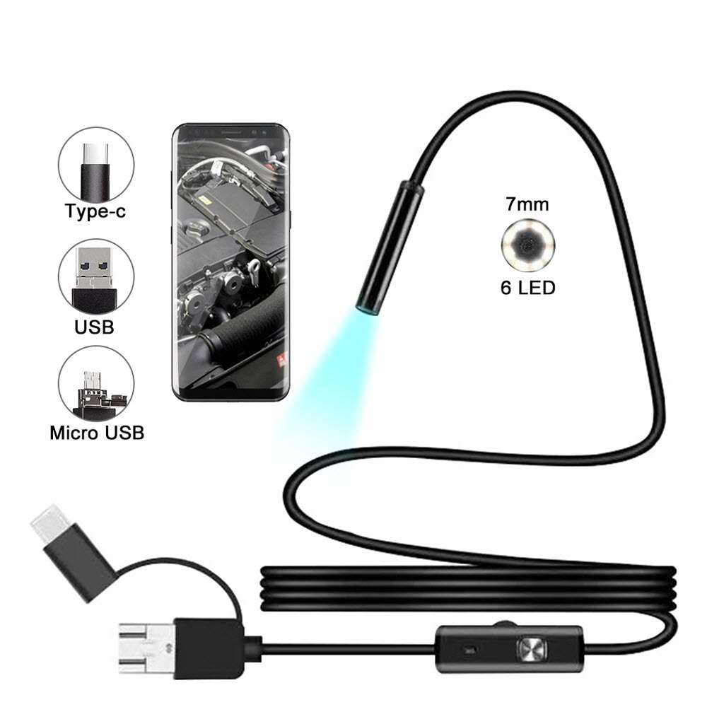 7MM Android Endoscope 3 in 1 USB/Micro USB/Type-C